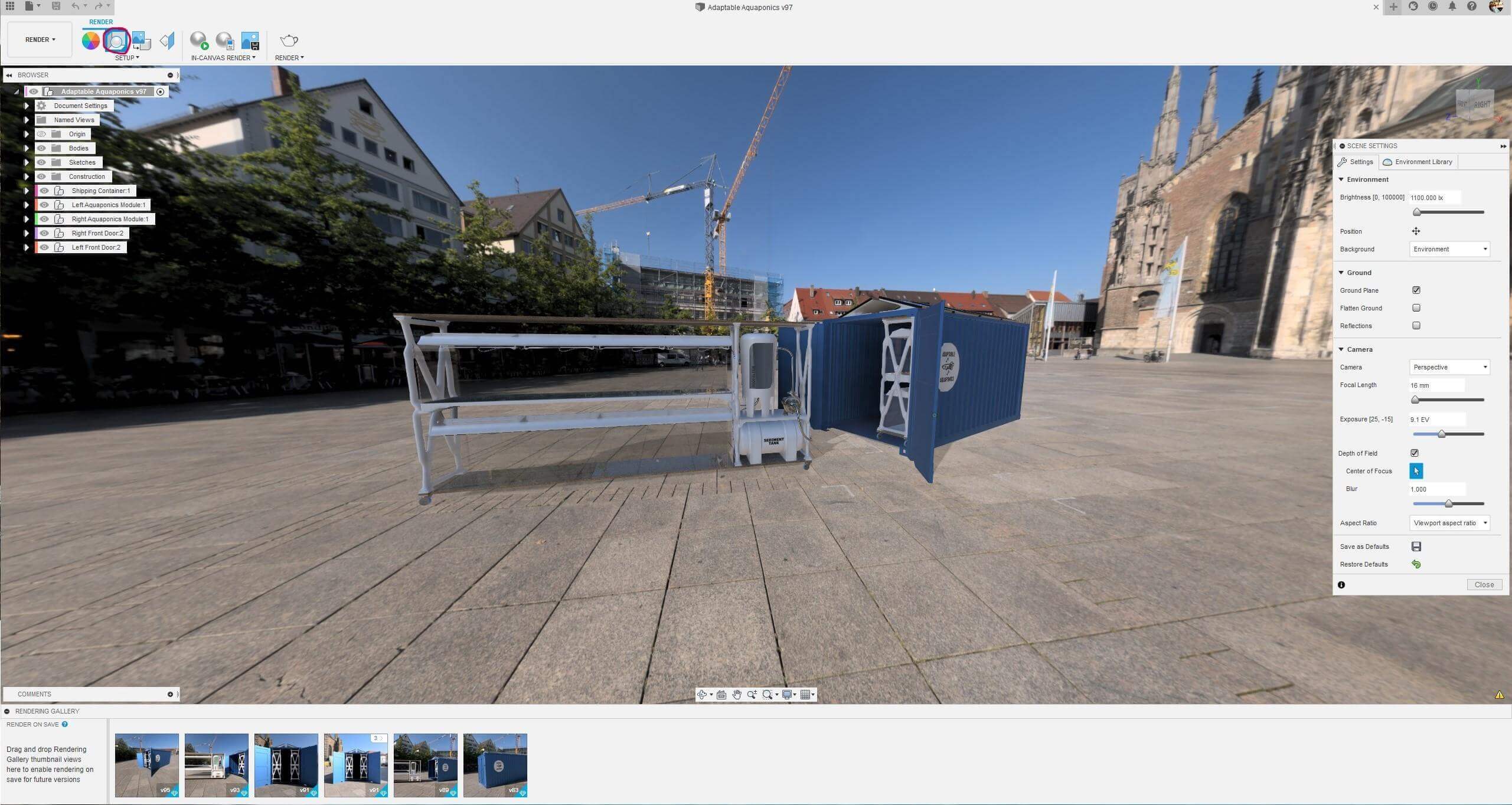 Render workspace setup with HDRI environment