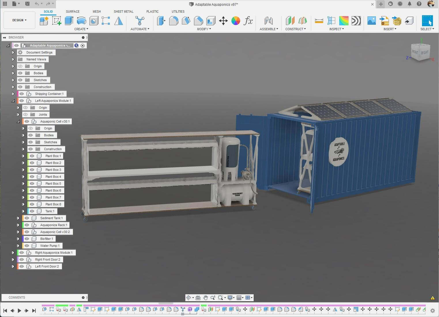 Fusion 360 browser showing component layering