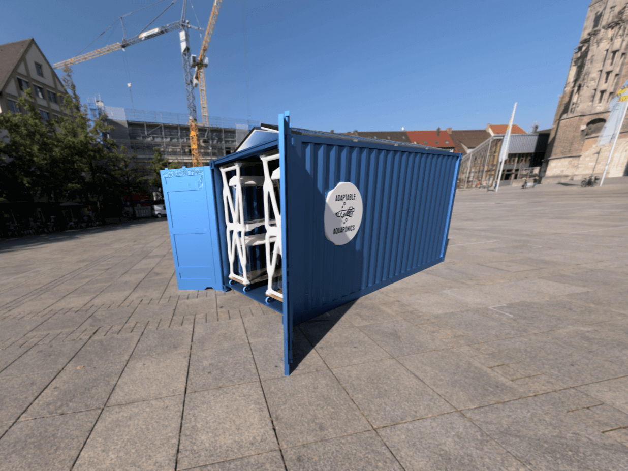 Final render of Adaptable Aquaponics system - side view