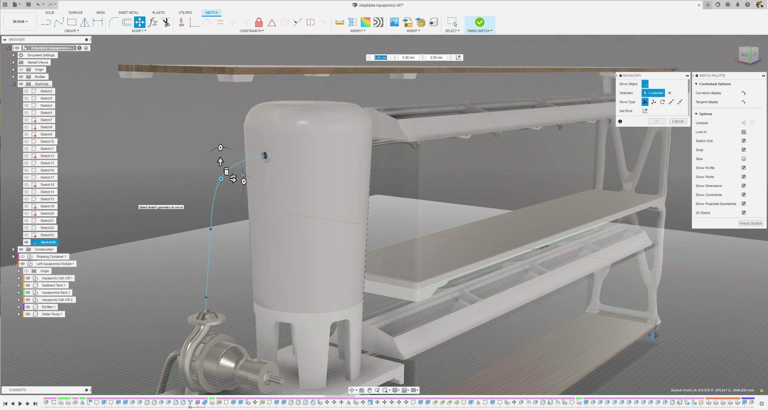 3D spline routing for plumbing system