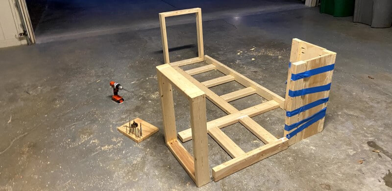 Initial layout of desk frame components