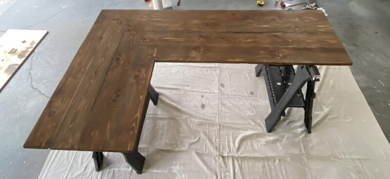 Cedar desktop after staining with Provincial finish