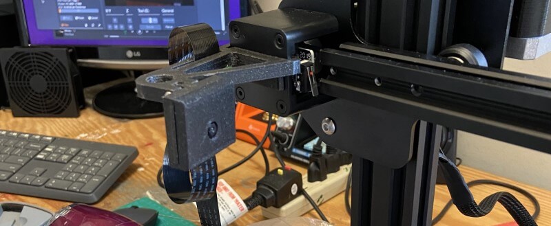 Raspberry Pi camera mounted on Ender 3's x-axis