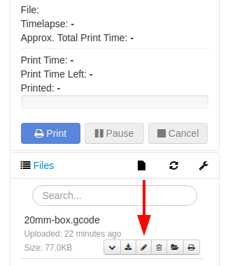 Gcode editor interface