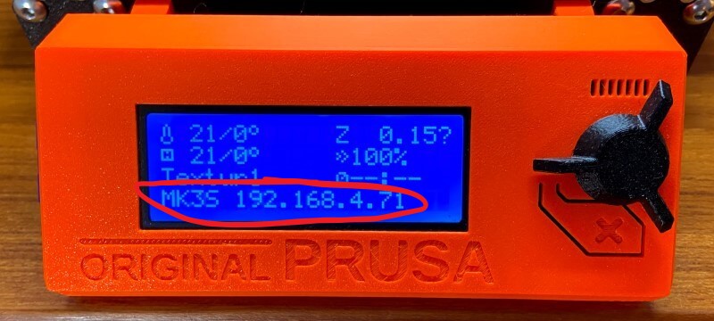 IP address display on control panel