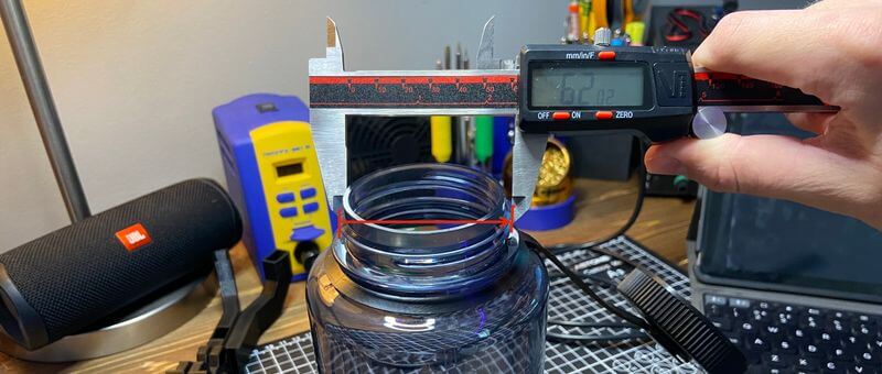 Measuring connector diameter with calipers